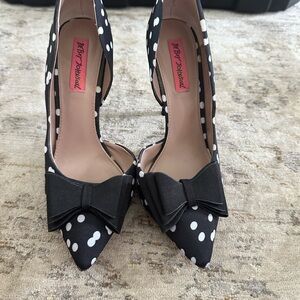 Betsey Johnson Black and White Polka Dot Heels